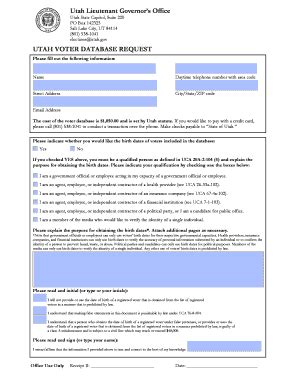 Fillable Online Elections Utah Utah State Capitol Suite Po Box