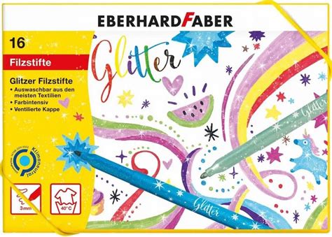 Eberhard Faber 551016 Glitzer Filzstifte Set 16 Malstifte Mit Basic