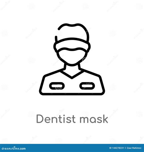 Outline Dentist Mask Vector Icon Isolated Black Simple Line Element