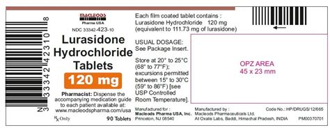 Lurasidone Tablets Package Insert