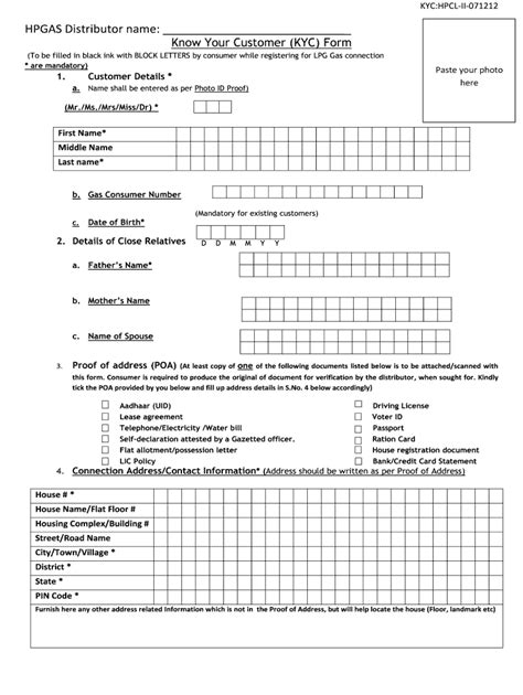 Hp Gas Kyc 2012 2024 Form Fill Out And Sign Printable PDF Template