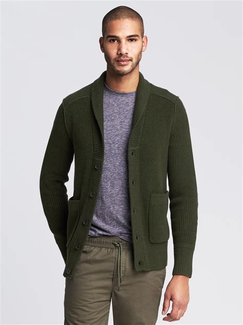 Ribbed Shawl Collar Cardigan Banana Republic