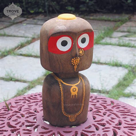 12" Lord Jagannath Hand Carved Wooden Idol Table Decor – Trove Craft India