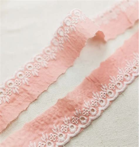 3 Meters Lot 3 5cm Pink 100 Cotton Embroidery Lace French Lace Ribbon