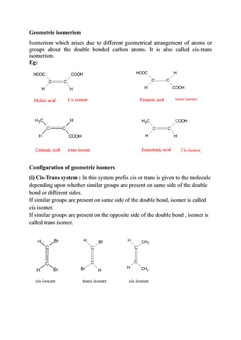 SOLUTION: Chemistry Geometric Isomerism Study Notes - Studypool