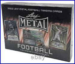 2023 Leaf Metal Draft Football Factory Sealed Hobby Box 5 Autographs