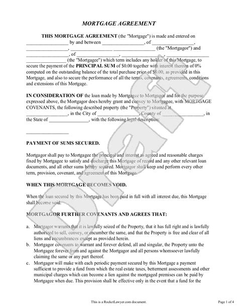 Free Mortgage Agreement Template And Faqs Rocket Lawyer