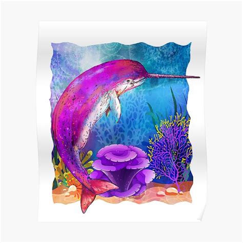 Rainbow Mermaids Narwhal Design Poster By Graphicrhythm Redbubble