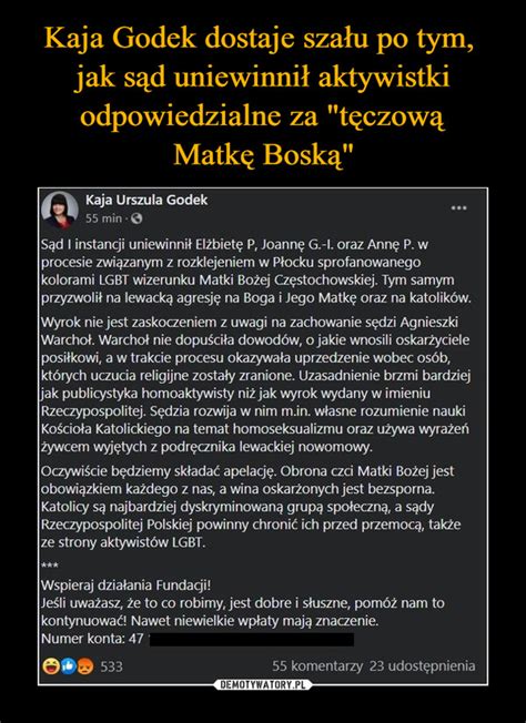 Kaja Godek dostaje szału po tym jak sąd uniewinnił aktywistki