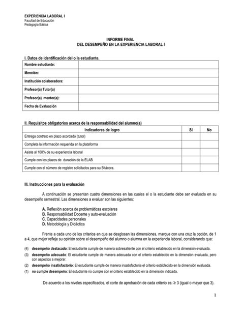 Evaluación de las capacidades de la Experiencia Laboral