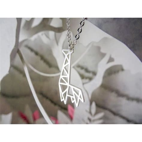 Girafe Argent Collier Origami Bijou Géométrique En Argent Collier