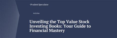 Unveiling The Top Value Stock Investing Books