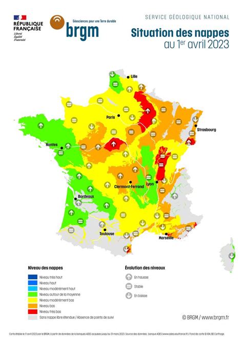 BRGM on Twitter État des nappes deau souterraine au 1er avril 2023