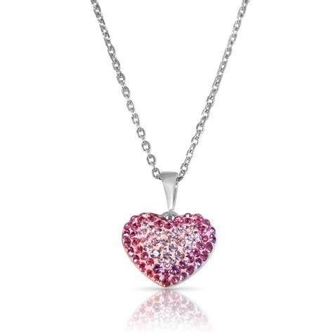 Swarovski Crystal Heart Necklace Sterling Silver Envyher