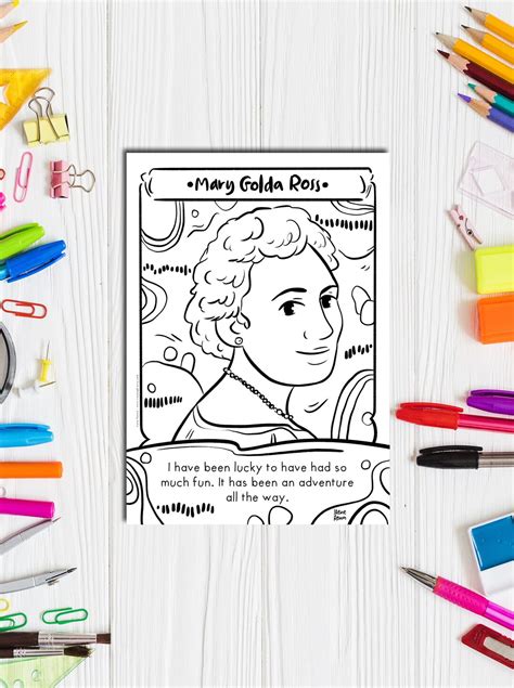 Women Engineer Coloring Page Engineering Week Mary Golda Ross Etsy