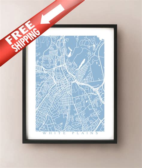 White Plains, NY Map Print Westchester, New York - Etsy