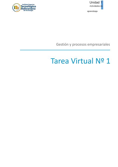 TAE APE Tarea Virtual 1 Gestion Y Proceso Actividades De