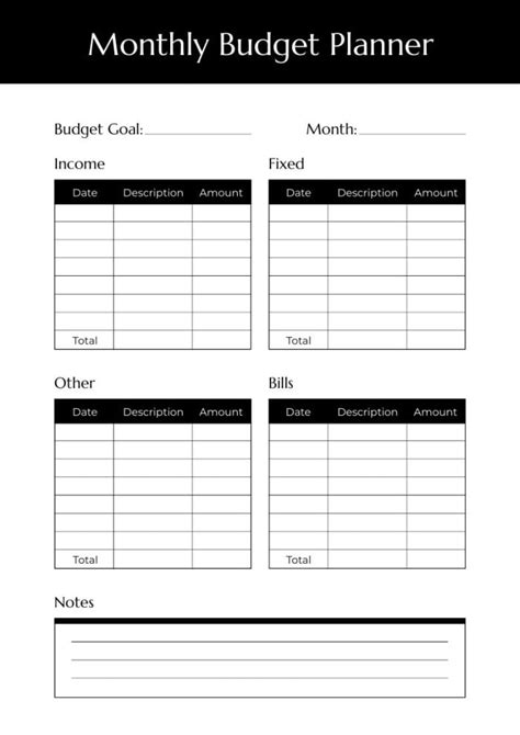 Personalize This Simple Elegant B W Monthly Budget Planner Template For