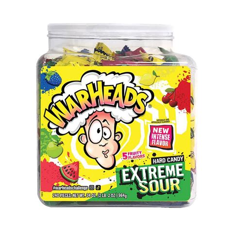 Warheads Extreme Sour Hard Candy Packs 240 Piece Tub Candy Warehouse