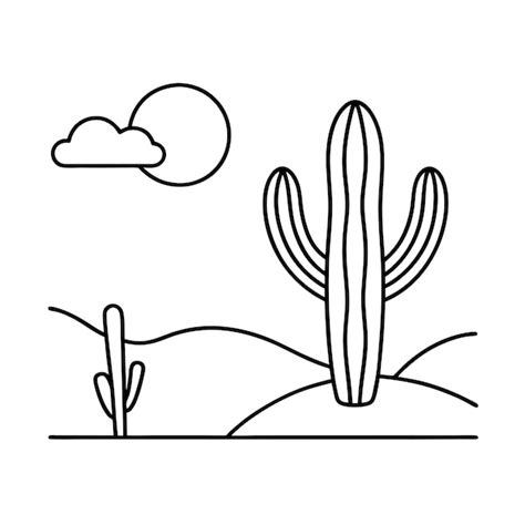 cactus outline vector illustration premium ai generated vector