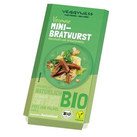 Veggyness Vegane Mini Bratwurst Bio 200g Ekomarkt De