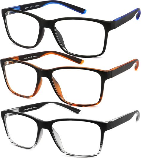 Jjwell 3 Pack Reading Glasses For Men Blue Light Blocking With Spring Hinge Anti