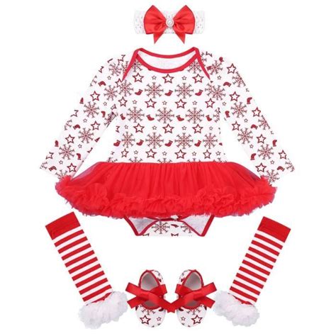 Yizyif Ensemble Noël Bébé Fille Tutu Robe Noël Imprimé Costume De Noël