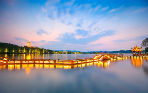 City Sky Water Lake Building Clouds West Lake 3820x2388