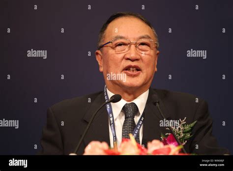 Liu Chuanzhi, Chairman and President of Legend Holdings, delivers a speech during the Global CEO ...