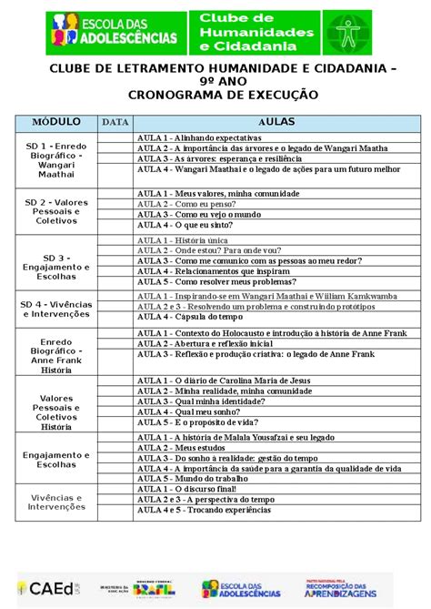 Clube De Letramento - Clube de Letramento Científico 7º Ano: Cronograma de Aulas e Atividades ...