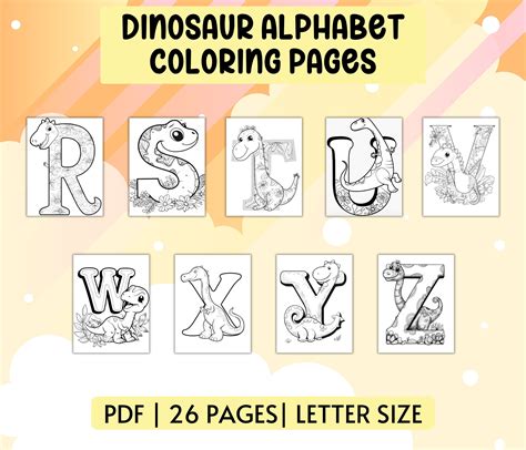 Dinosaur Alphabet Coloring Pages, Coloring Sheet, Fun Coloring Prints ...