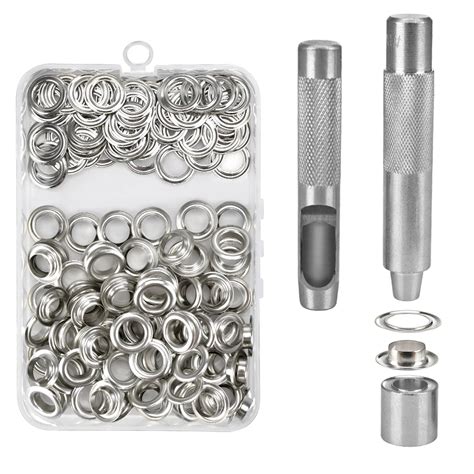 Grommet Kit Eyelet Setter 100 Sets Grommets Eyelets 12mm With Washers