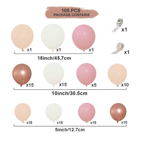 105pcs Blush Nude Color Balloons Arch Kit Happy Birthday Balloons Latex Safety Baloons Wedding