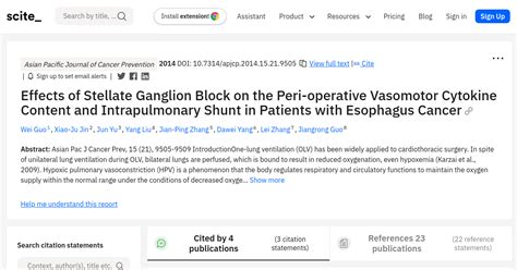 Effects of Stellate Ganglion Block on the Peri-operative Vasomotor ...