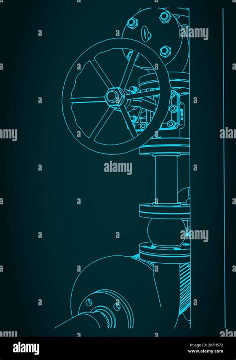 Stylized Vector Illustration Of Valve At The Water Pumping Station