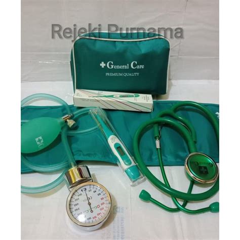 Jual PAKET Lengkap Tensimeter Stetoskop Hijau General Care Shopee