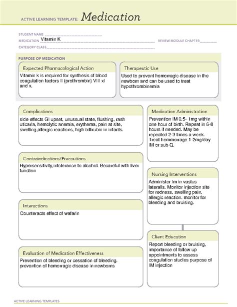 Vitamin K Medication Template Prntbl Concejomunicipaldechinu Gov Co