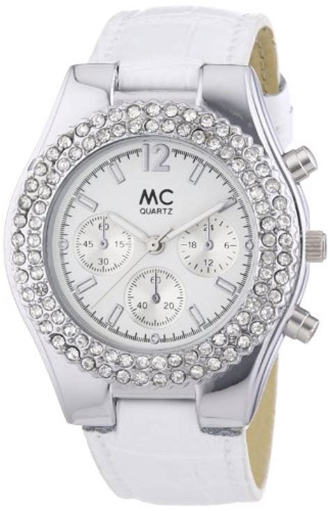 Mc Timetrend Damen Armbanduhr Chrono Optik Analog Quarz Leder