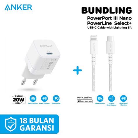 Jual Kepala Charger Anker Powerport Cube 20W White IPhone 14 13 12 11 X