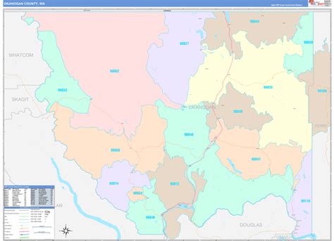 Okanogan County Wa Wall Map Color Cast Style By Marketmaps Mapsales