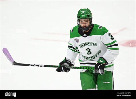 North Dakota Fighting Hawks Defenseman Ty Farmer 3 Warms Up Prior To