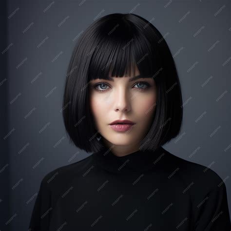 Premium Photo | A woman with a bob cut and black hair