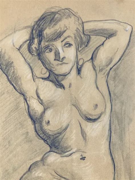 TRÈS BEAU DESSIN Ancien Nu Crayon Papier Femme Nue Erotique 1950 a