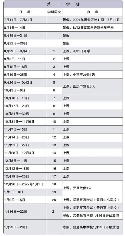 2021 2022深圳中小学校历公布寒暑假时间安排东南教育网