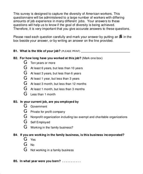 Free 54 Questionnaire Samples In Pdf Ms Word Pages Questionnaire