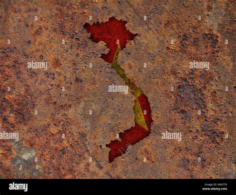 Karte Und Flagge Vietnams Auf Rostigen Metall Stockfotografie Alamy