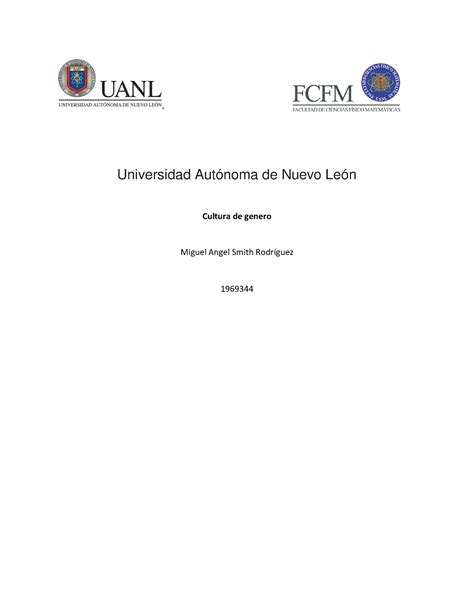 Cultura De Genero Universidad Aut Noma De Nuevo Le N Cultura De