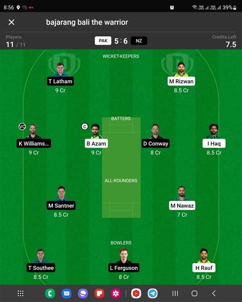 Pak Vs Nz Dream11 Team Prediction Player Stats Possible 11 And