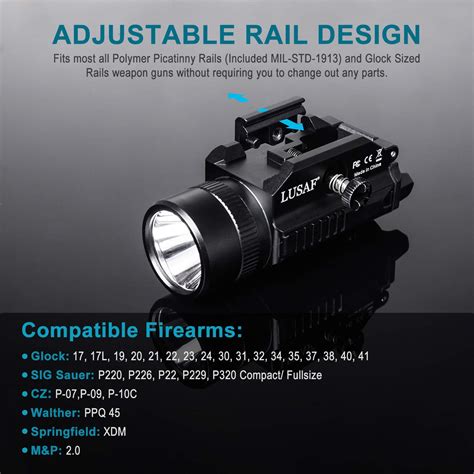 Lusaf Lumens Gun Light For Pistol Rail Mounted Compact Led Gun