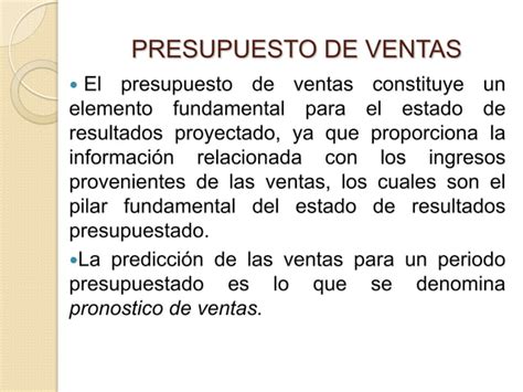 Presupuesto De Ventas Y Cuentas Por Cobrar Ppt